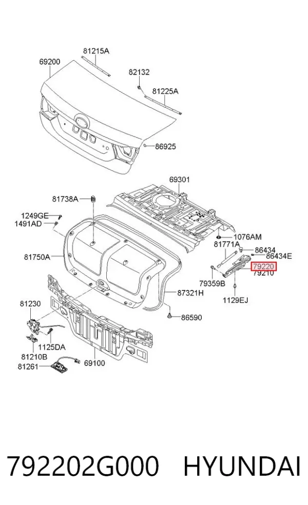 Петля крышки багажника 792202G000 Hyundai/Kia