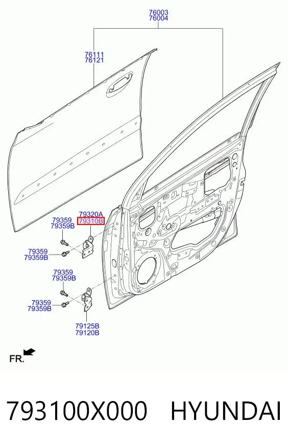 Петля двери передней левой 793100X000 Hyundai/Kia