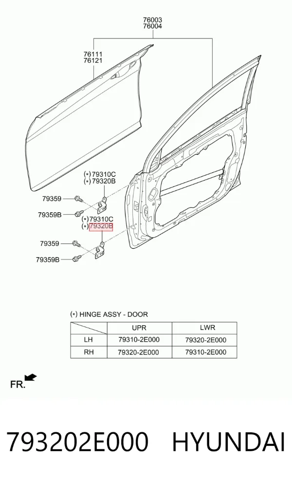 Петля двери передней правой 793202E000 Hyundai/Kia