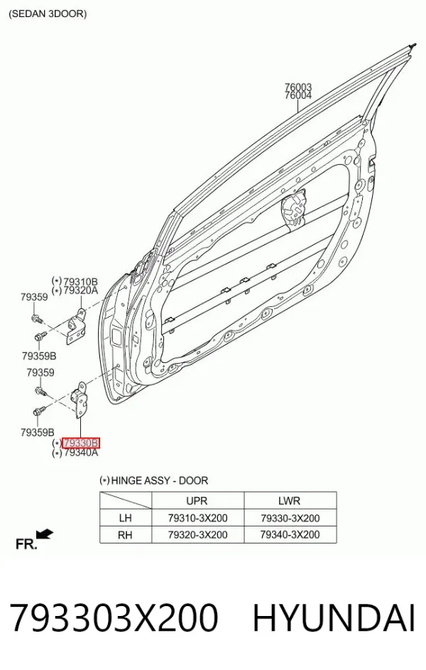 Петля двери передней левой 793303X200 Hyundai/Kia
