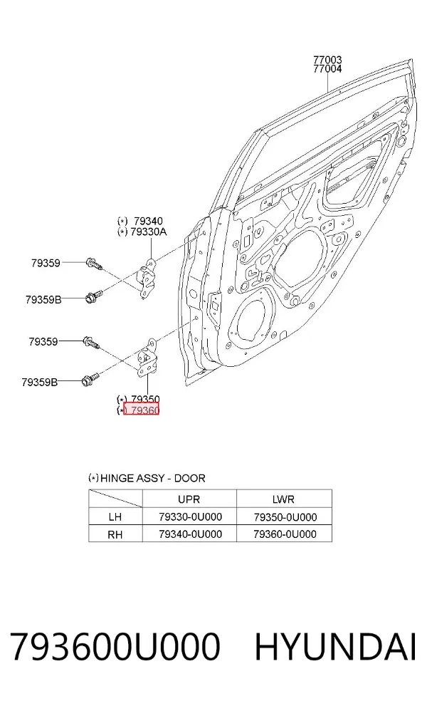 Петля двери задней правой 793600U000 Hyundai/Kia
