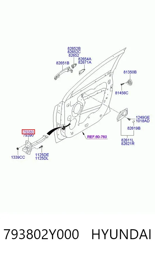 Ограничитель открывания двери передний левый 793802Y000 Hyundai/Kia