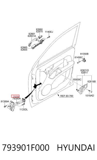 Ограничитель открывания двери передний правый HYUNDAI 793901F000