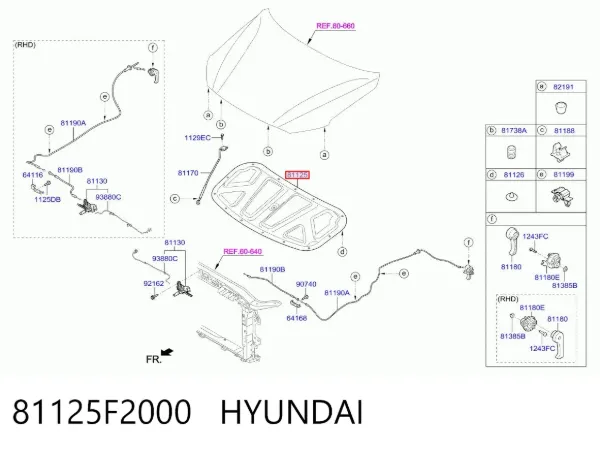 Шумоизоляция капота 81125F2000 Hyundai/Kia