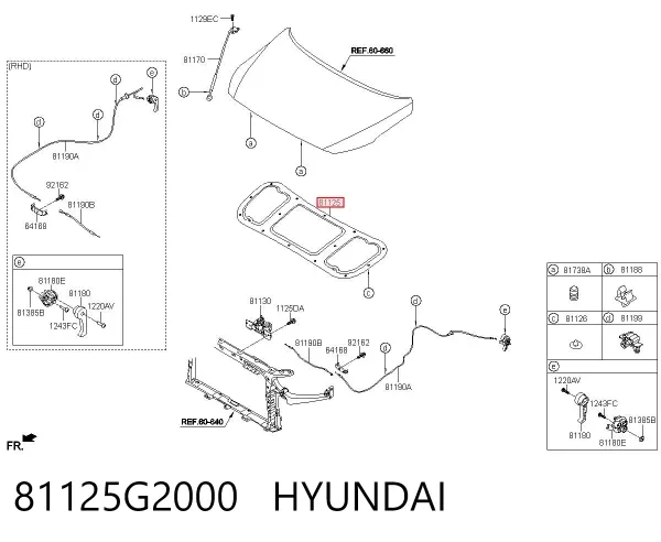 Шумоизоляция капота 81125G2000 Hyundai/Kia