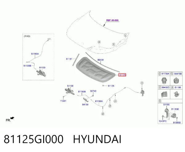 Шумоизоляция капота 81125GI000 Hyundai/Kia