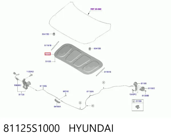 Шумоизоляция капота 81125S1000 Hyundai/Kia
