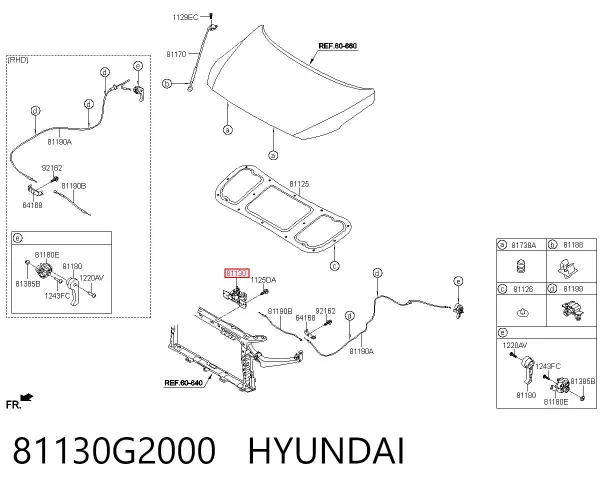 Замок капота 81130G2000 Hyundai/Kia