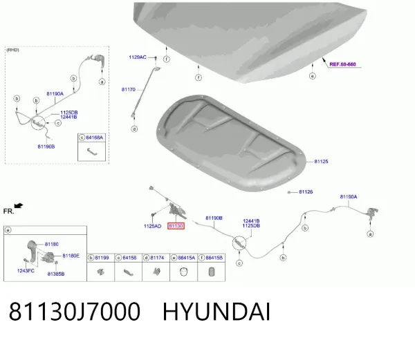 Замок капота 81130J7000 Hyundai/Kia