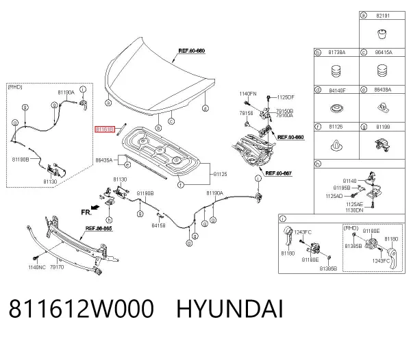 Амортизатор капота 811612W000 Hyundai/Kia