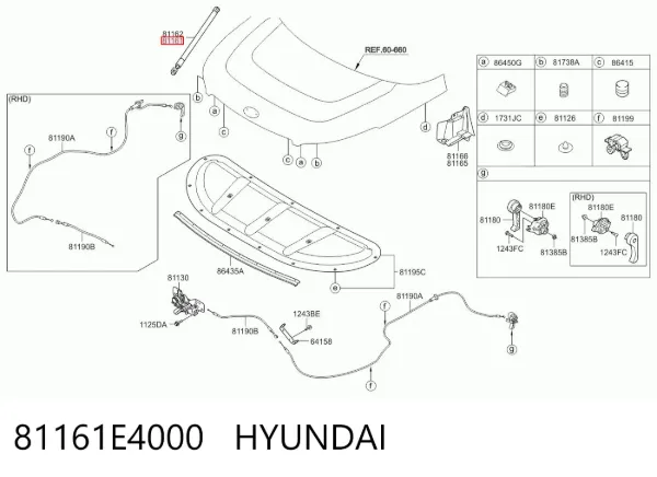 Амортизатор капота левый 81161E4000 Hyundai/Kia