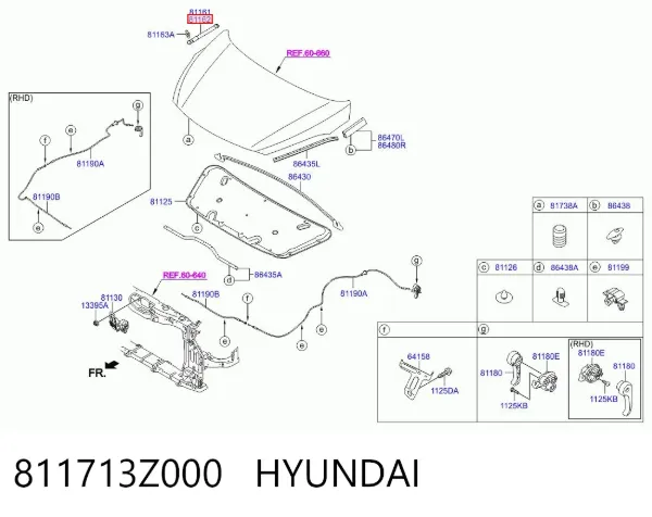 Амортизатор капота правый 811713Z000 Hyundai/Kia