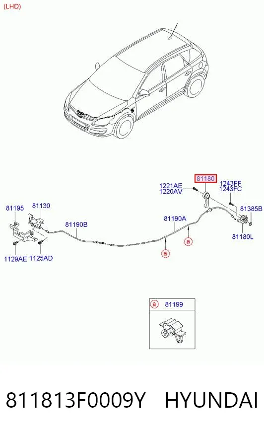 Ручка открывания капота 811813F0009Y Hyundai/Kia