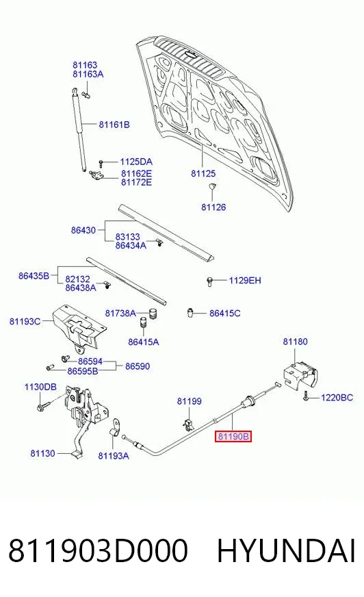 Трос капота 811903D000 Hyundai/Kia