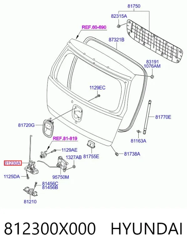 Замок багажника 812300X000 Hyundai/Kia