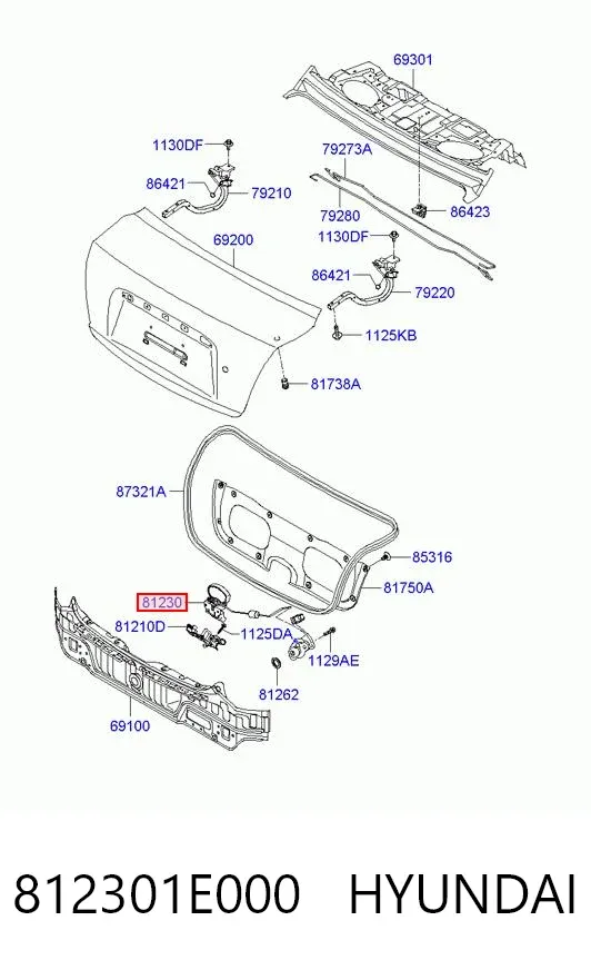 Замок багажника 812301E000 Hyundai/Kia
