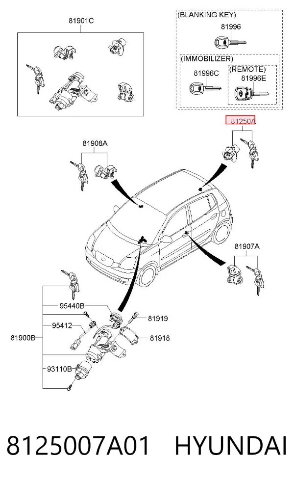 Замок зажигания 8125007A01 Hyundai/Kia