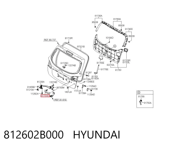 Ручка крышки багажника (двери 3/5-й задней) наружная 812602B000 Hyundai/Kia