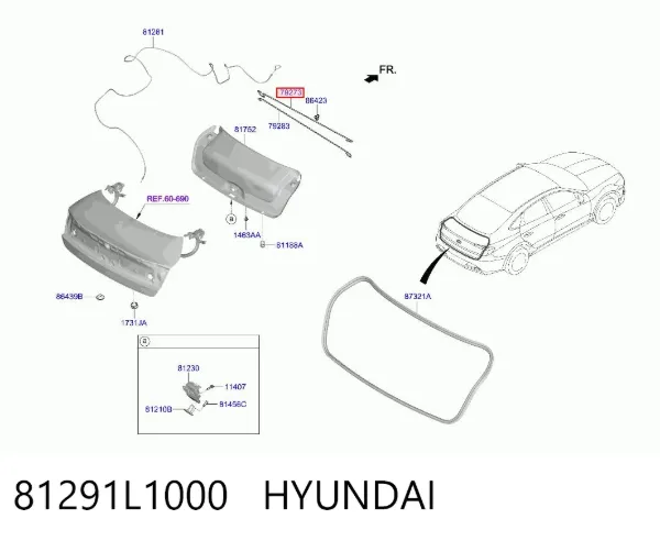 Амортизатор багажника 81291L1000 Hyundai/Kia