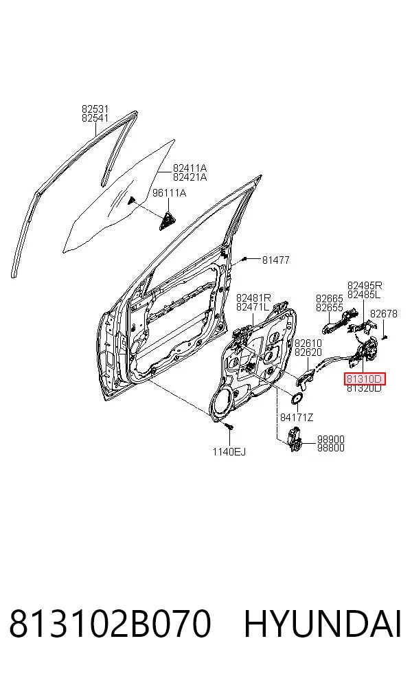 Замок водительской двери 813102B070 Hyundai/Kia
