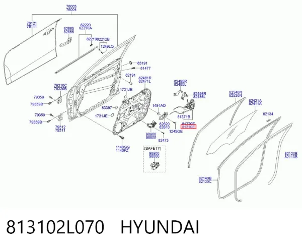 Замок водительской двери 813102L070 Hyundai/Kia