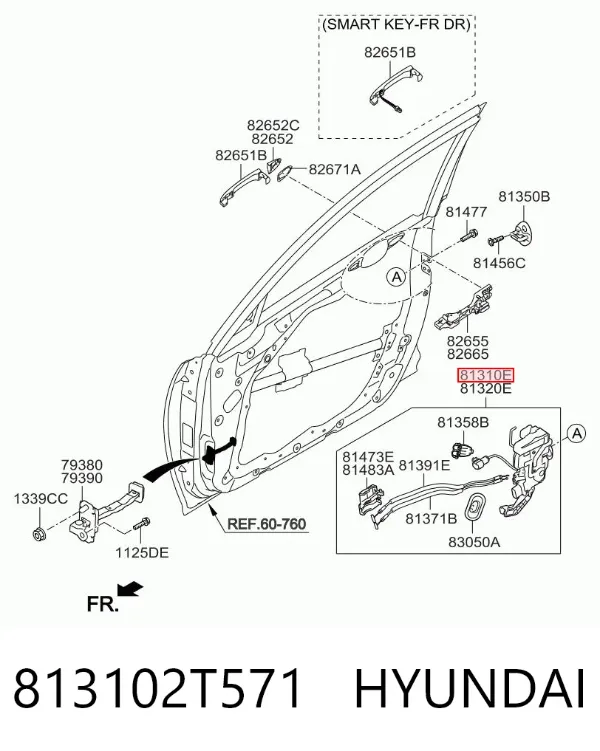 Замок водительской двери 813102T571 Hyundai/Kia