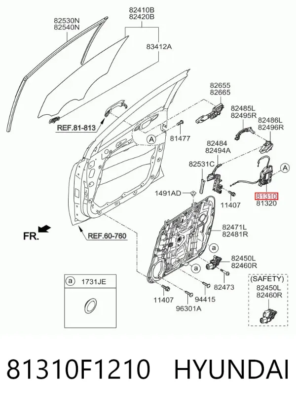 Замок водительской двери 81310F1210 Hyundai/Kia