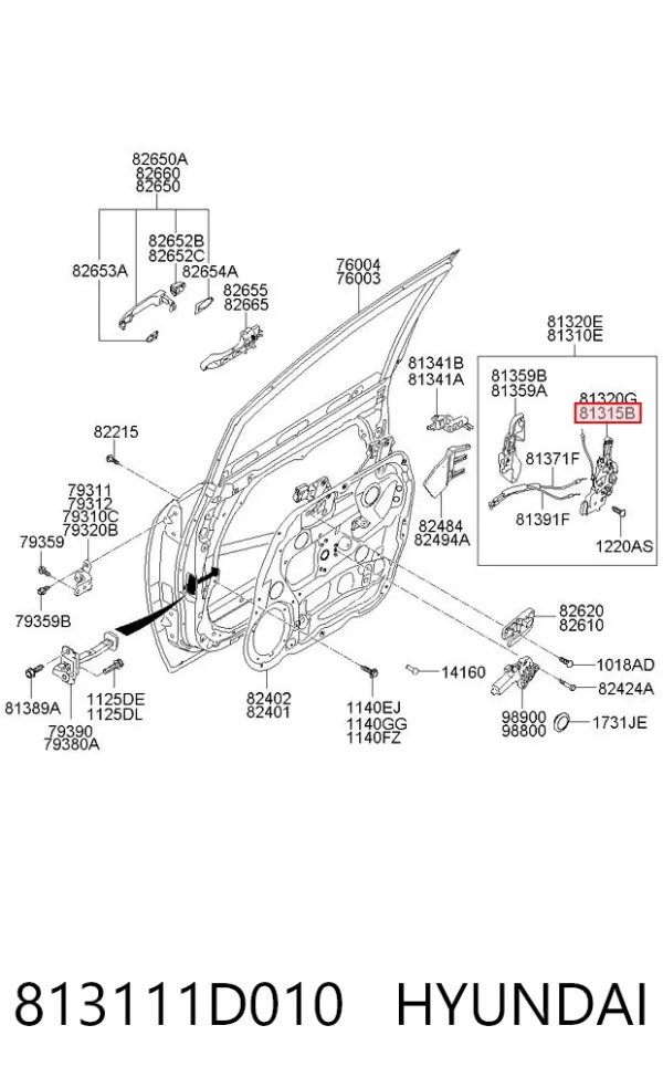 Замок водительской двери 813111D010 Hyundai/Kia