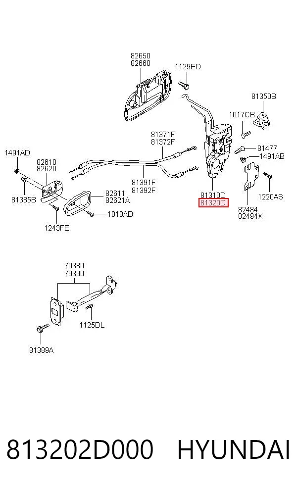 Замок передней правой двери 813202D000 Hyundai/Kia