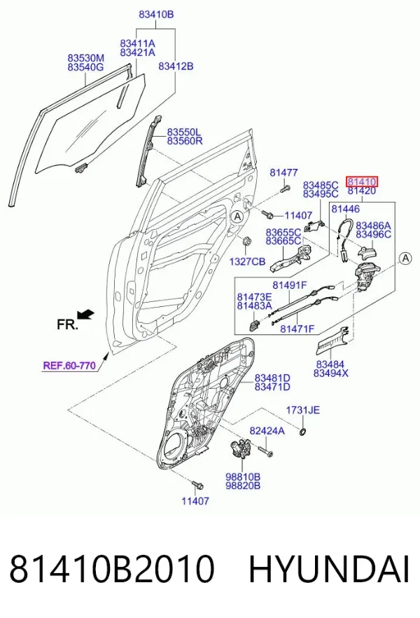 Замок двери задней левой 81410B2010 Hyundai/Kia