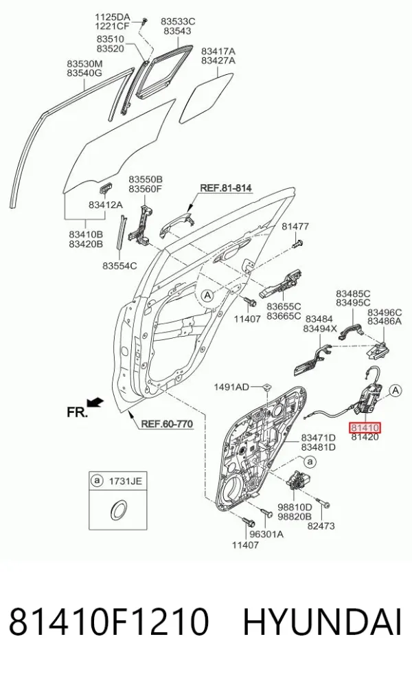 Замок двери задней левой 81410F1210 Hyundai/Kia