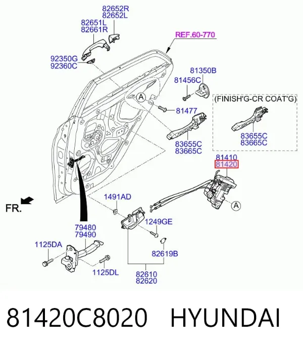 Замок двери задней правой 81420C8020 Hyundai/Kia