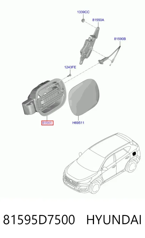 Корпус заливной горловины топливного бака 81595D7500 Hyundai/Kia