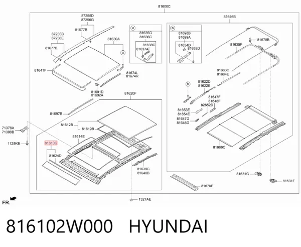 Крышка люка крыши 816102W000 Hyundai/Kia