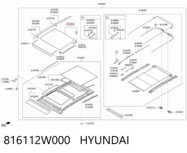 Крышка люка крыши 816112W000 Hyundai/Kia