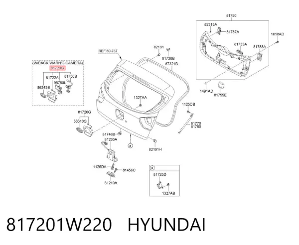 Ручка крышки багажника (двери 3/5-й задней) наружная 817201W220 Hyundai/Kia