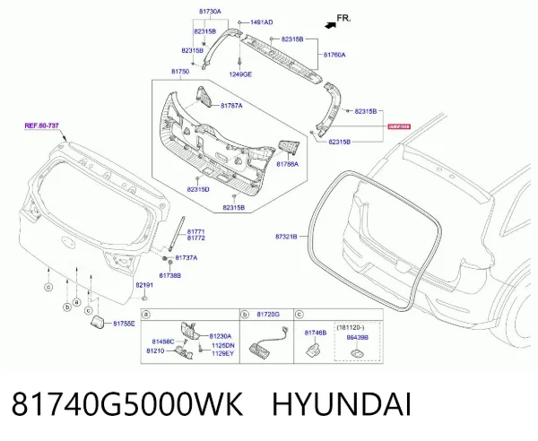 Обшивка (облицовка) крышки багажника (двери 3/5-й задней) 81740G5000WK Hyundai/Kia