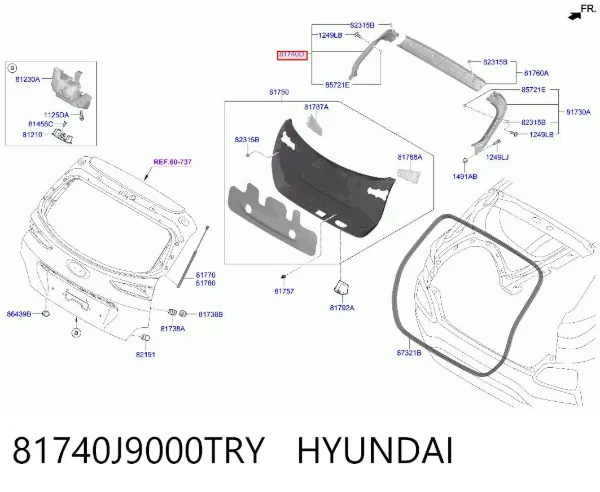 Обшивка (облицовка) крышки багажника (двери 3/5-й задней) 81740J9000TRY Hyundai/Kia
