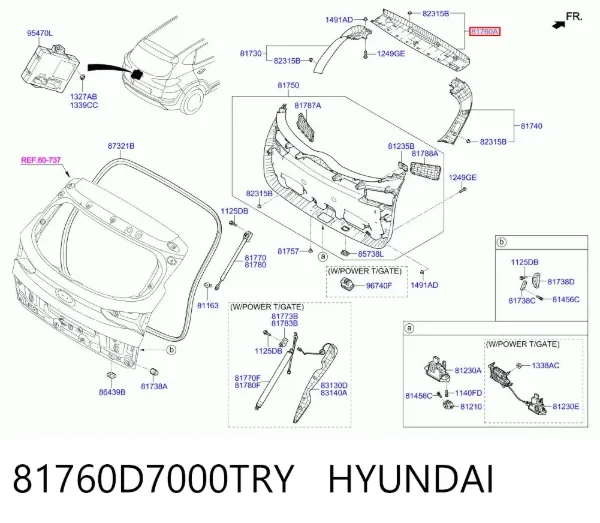 Обшивка (облицовка) крышки багажника (двери 3/5-й задней) 81760D7000TRY Hyundai/Kia