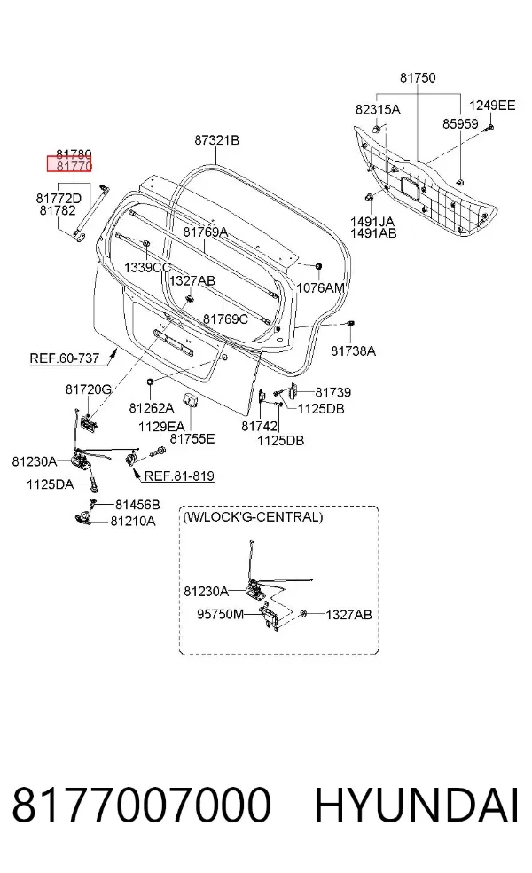 Амортизатор багажника 8177007000 Hyundai/Kia