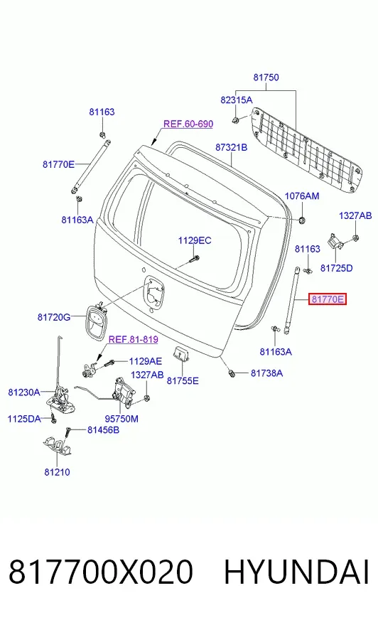 Амортизатор багажника 817700X020 Hyundai/Kia