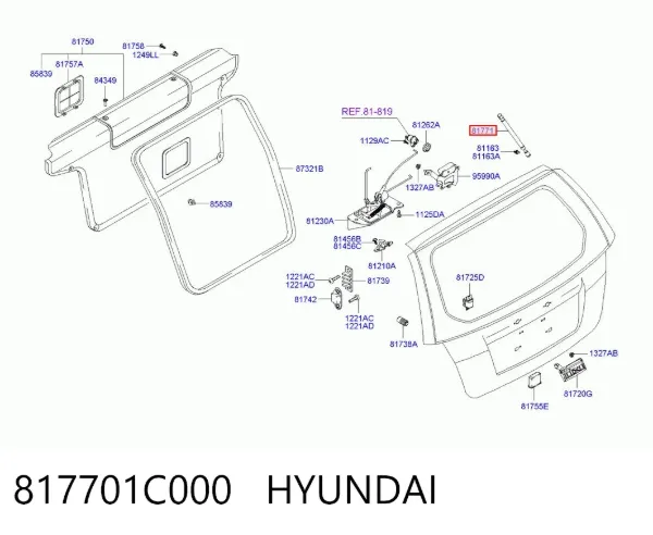 Амортизатор багажника 817701C000 Hyundai/Kia