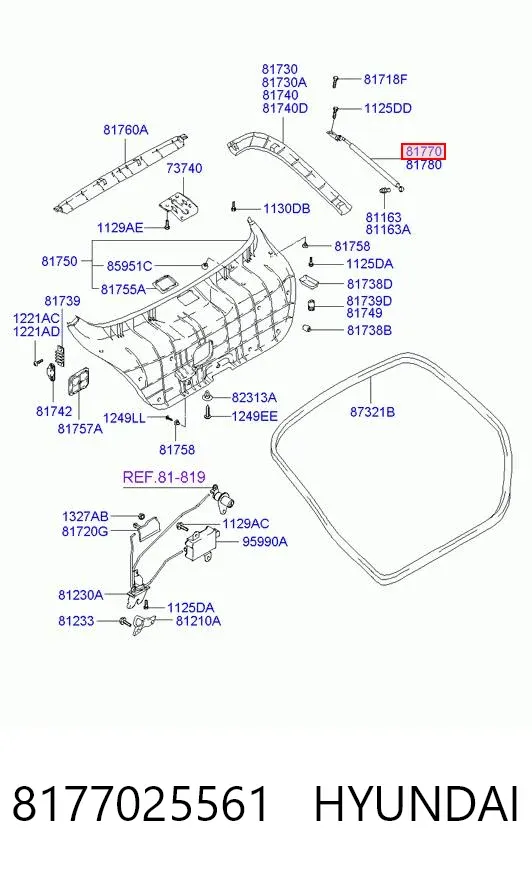 Амортизатор багажника 8177025561 Hyundai/Kia
