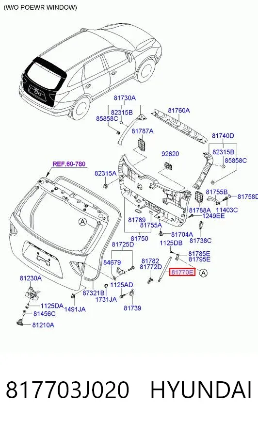 Амортизатор багажника 817703J020 Hyundai/Kia