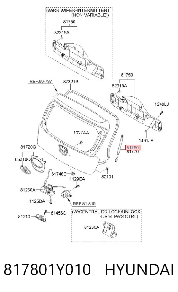 Амортизатор багажника 817801Y010 Hyundai/Kia