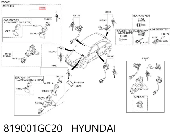 Замок зажигания 819001GC20 Hyundai/Kia