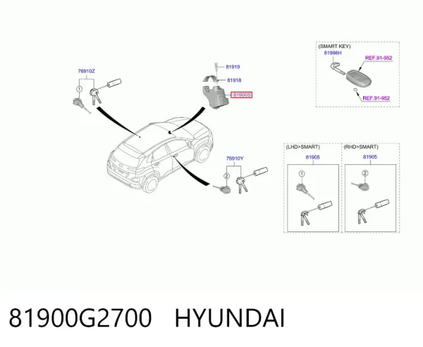 Механизм блокировки рулевого колеса 81900G2700 Hyundai/Kia