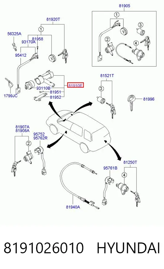 Замок зажигания 8191026010 Hyundai/Kia