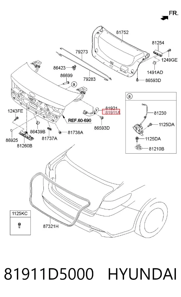 Петля крышки багажника 81911D5000 Hyundai/Kia