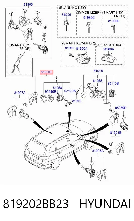 Замок зажигания 819202BB23 Hyundai/Kia